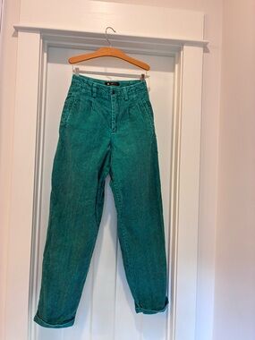 Pleated High-Rise Corduroy Trousers